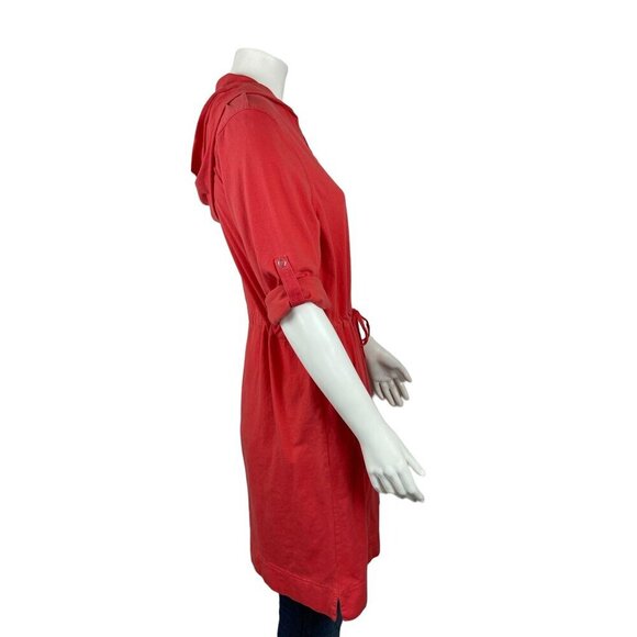 Lands' End Womens Jacket Medium 10 12 Full Zip Hooded Long Belted - Picture 2 of 9